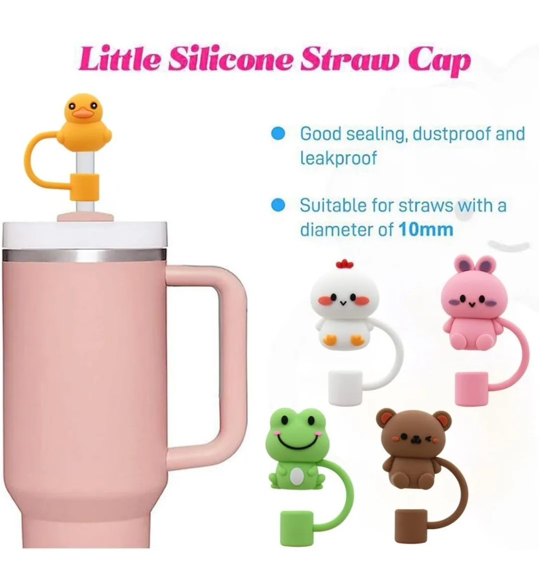 Cute Animal Straw Cover Cap image indicator(6)