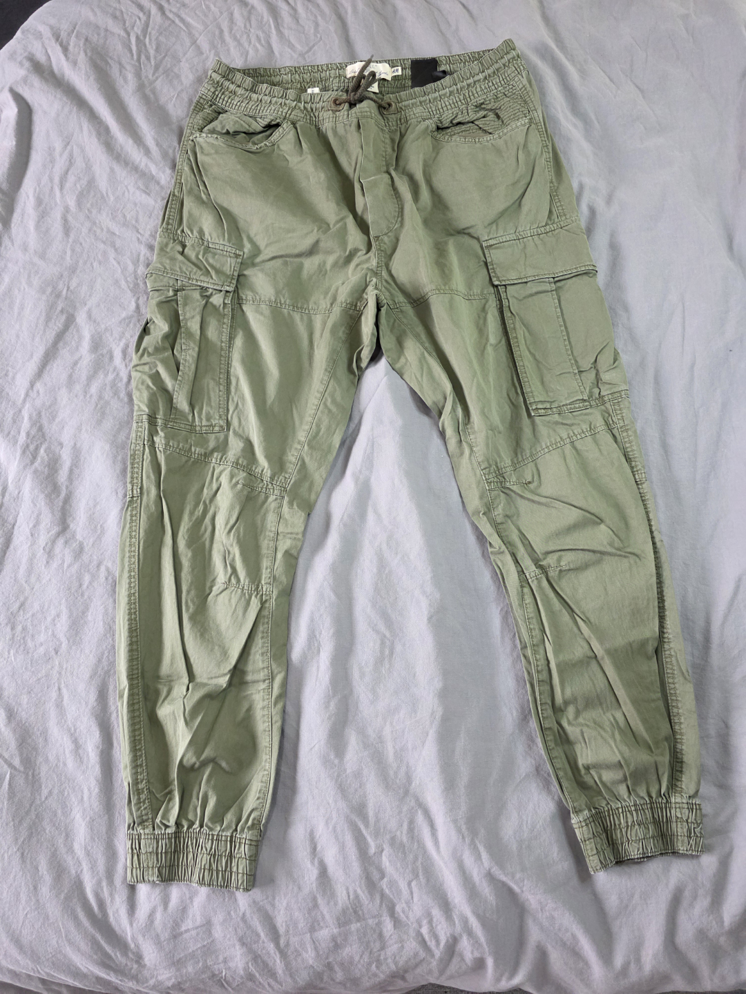 H&M - Men's Olive Green Cargo Joggers - Size XL