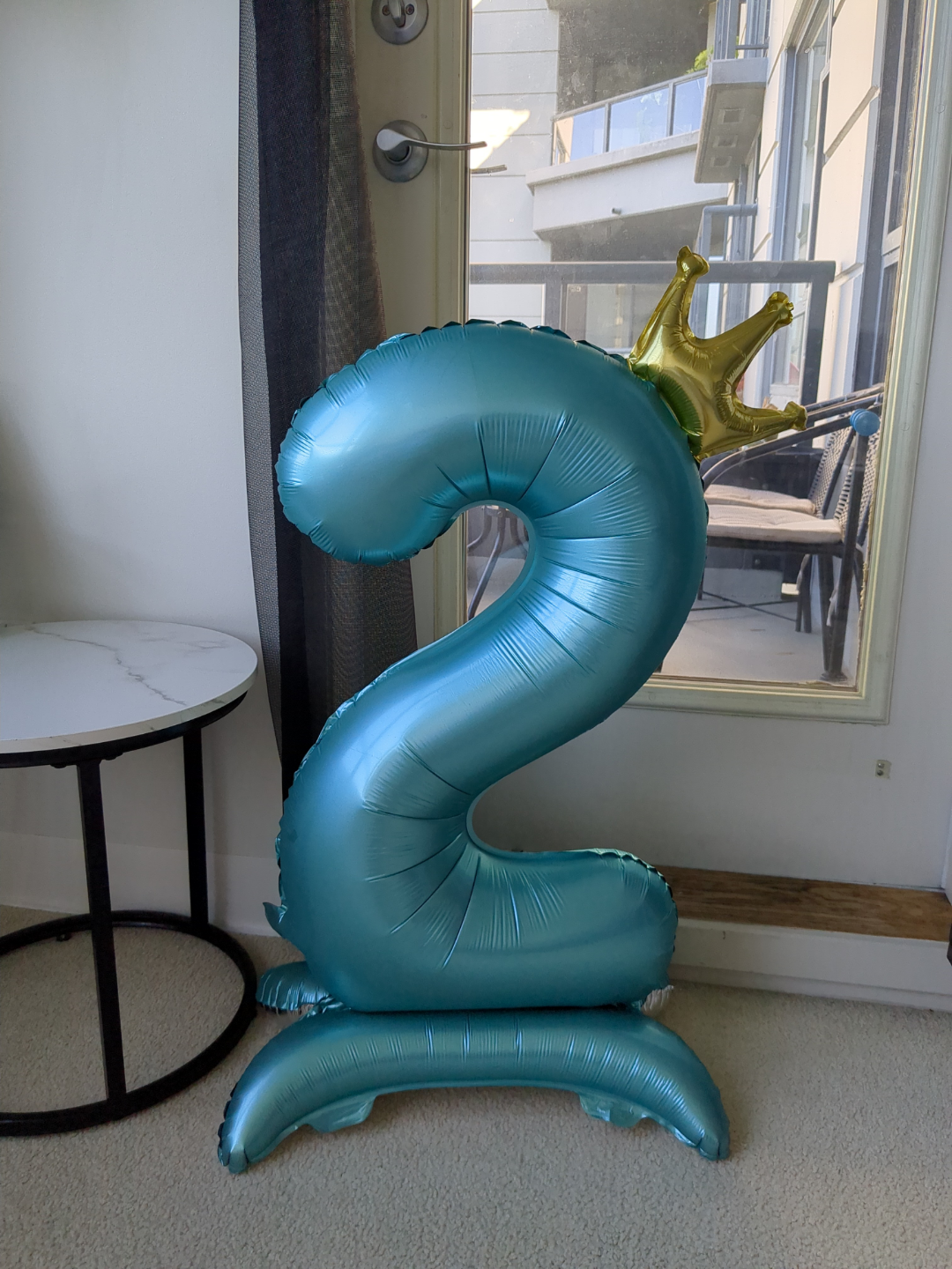 Blue No. 2 Birthday Balloon with Crown