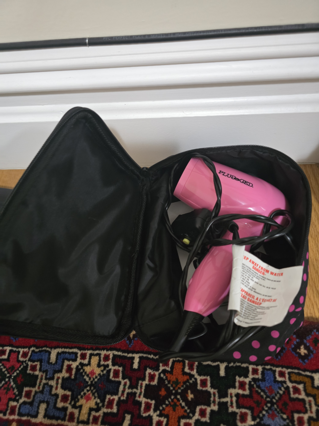 Plugged Pink Travel Hair Dryer with Case