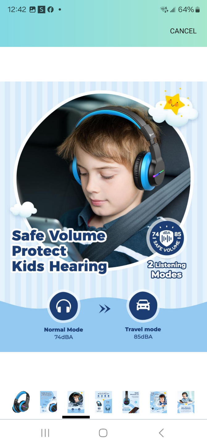 iClever BTH12 Kids Bluetooth Headphones - Blue - photo 3