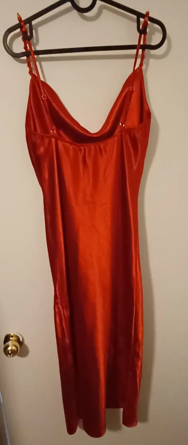 Red Satin Midi Slip Punk Dress image indicator(3)