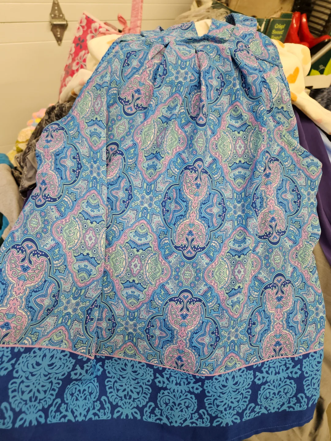 Artisan NY Women's XL Blue Paisley Print Top thumbnail