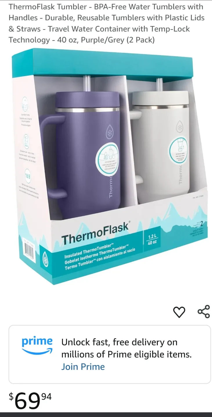 NEW ThermoFlask 40 oz Insulated Tumbler - Purple image indicator(2)
