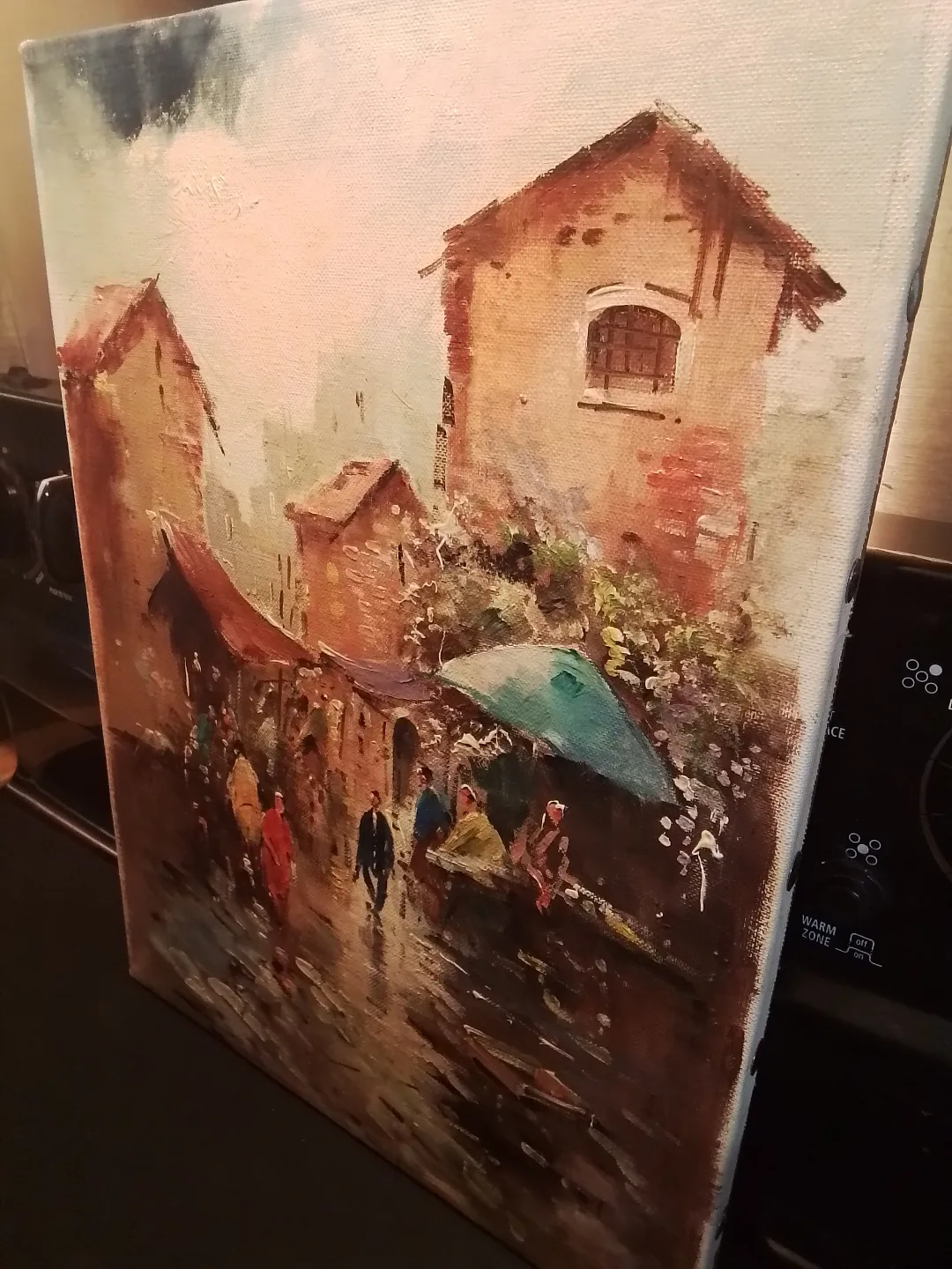 Vintage Market Scene Oil  Original Painting image indicator(3)