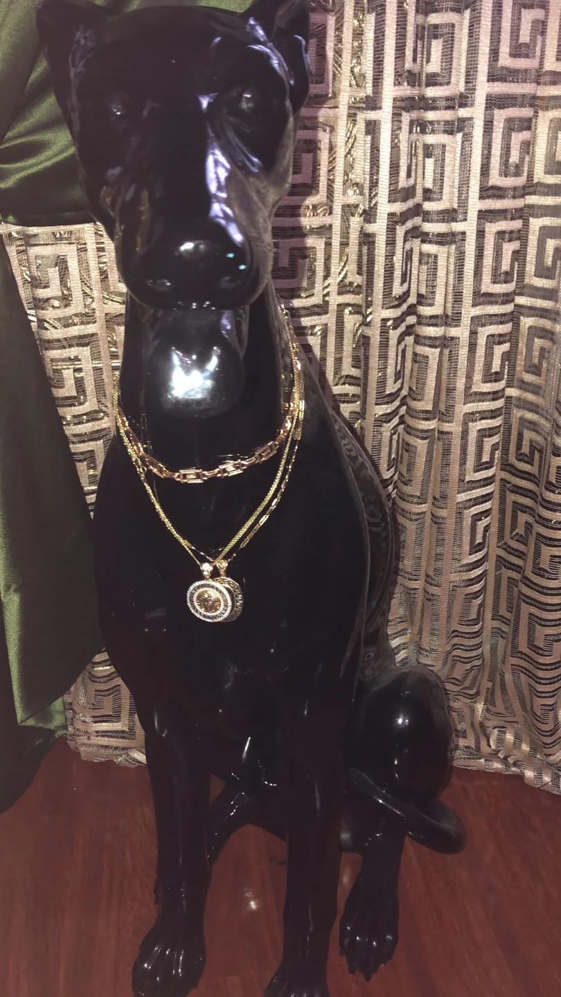 Versace Home Decor Set: Black Vase and Dog Statue thumbnail