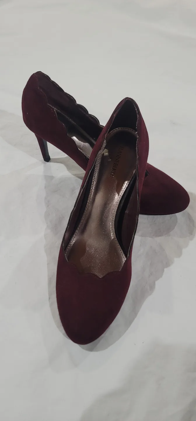 Burgundy Jeanne Becker Suede Heels