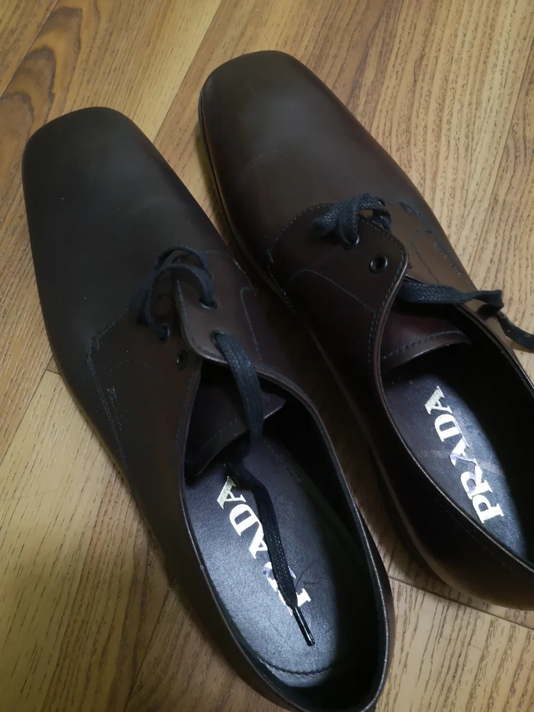 Prada Dark Brown Milano Leather Oxfords thumbnail