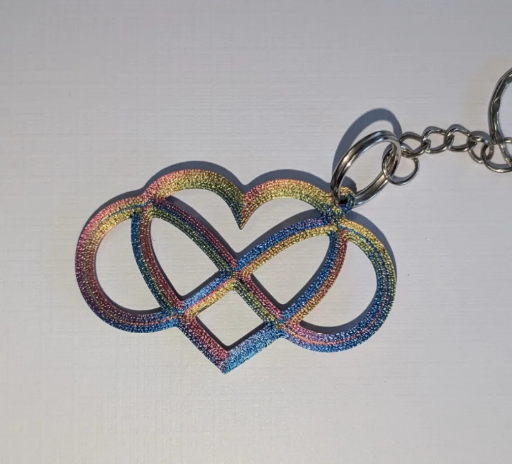 Rainbow Infinity Heart Keychain - New, 3D printed thumbnail