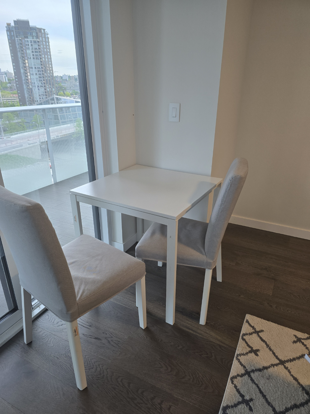 White Small Dining Table Set with Two Chairs