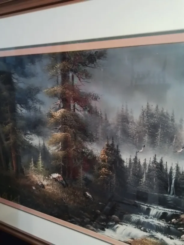 Framed Waterfall Landscape OOC Painting by William Neidhardt image indicator(8)