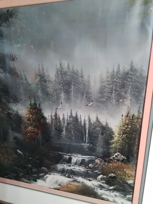 Framed Waterfall Landscape OOC Painting by William Neidhardt image indicator(9)