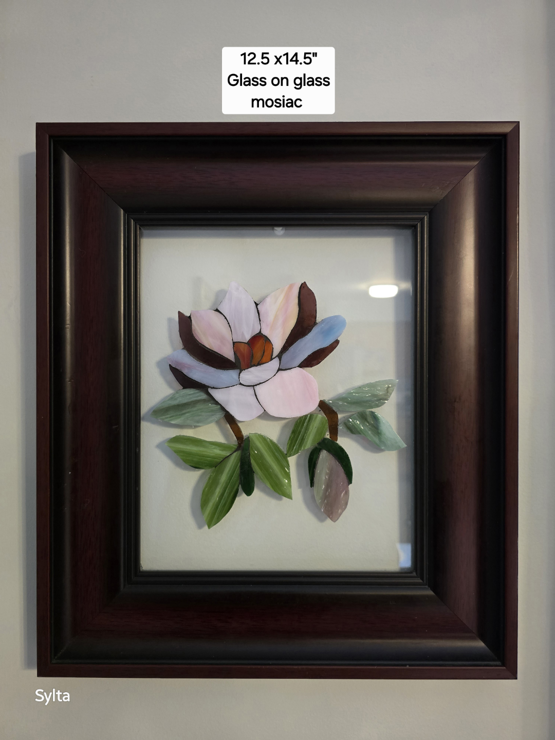 Glass on Glass Magnolia Mosaic Framed Artwork