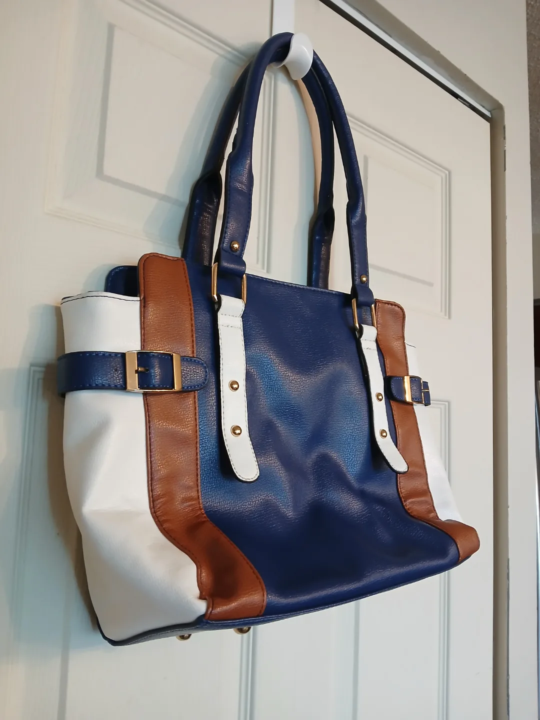 Nicci blue, brown and white purse image indicator(2)