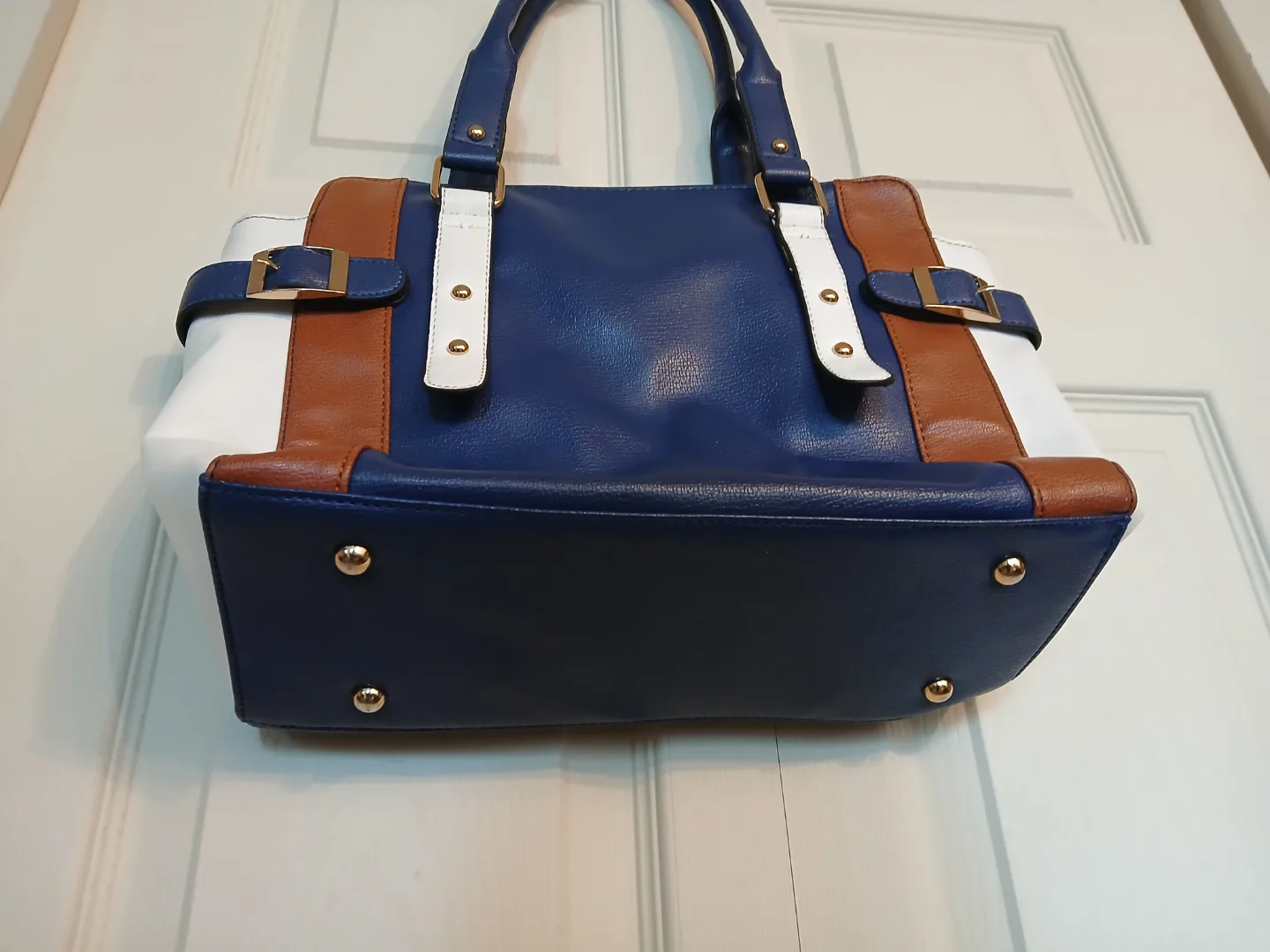 Nicci blue, brown and white purse image indicator(3)