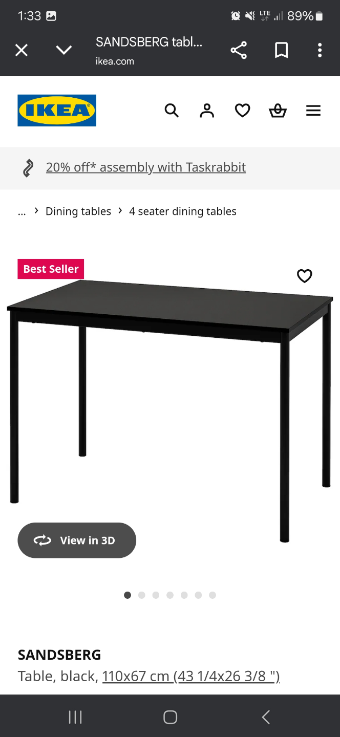 IKEA SANDSBERG Black Table