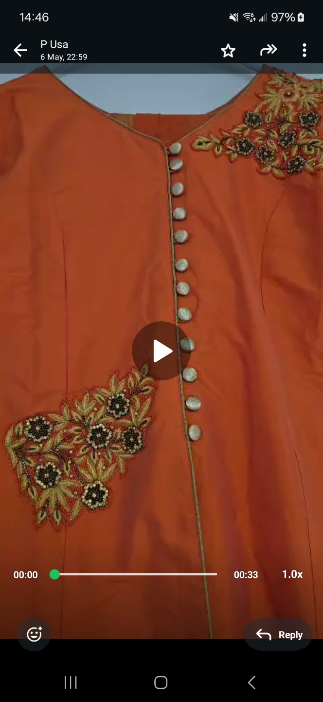 Gorgeous Orange Embroidered Kurti with Pants - photo 5