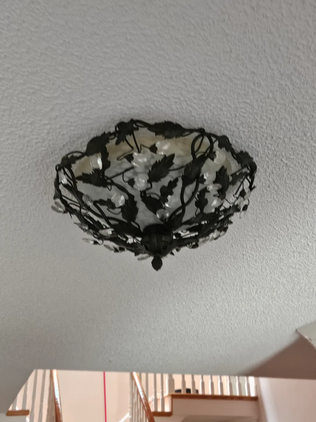 Elegant Black Metal and Crystal Chandelier image indicator(4)