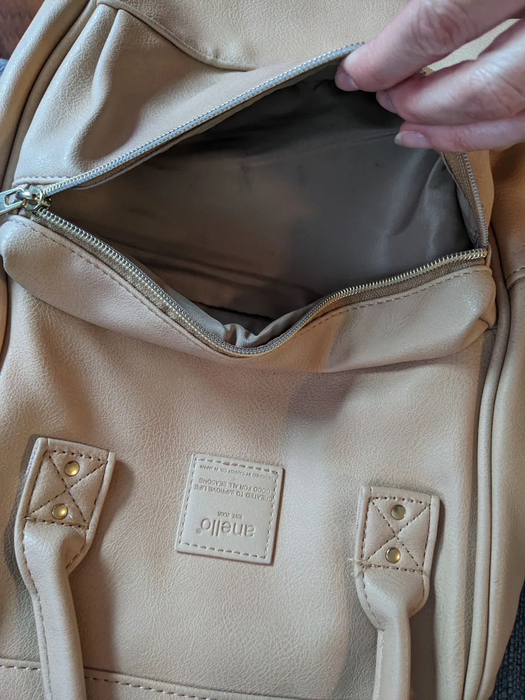 Anello Japan Faux Leather beige backpack bag image indicator(6)