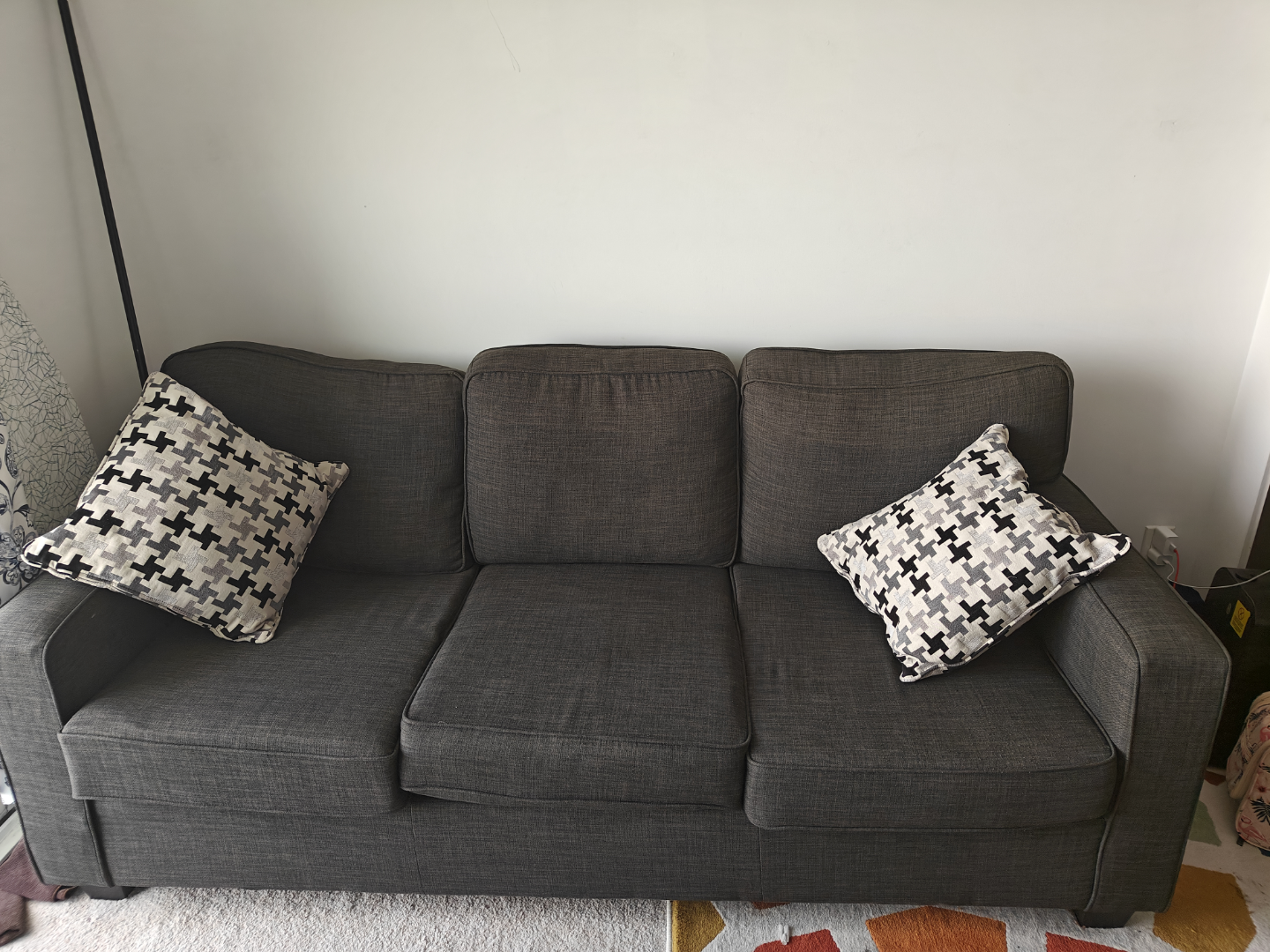 TheBrick Dark Grey 3-Seater Sofa with Throw Pillows - photo 3