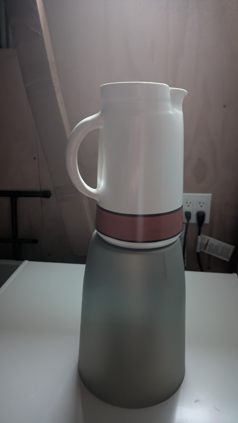 Mid-Century Modern White Pitcher with Brown Band - photo 2