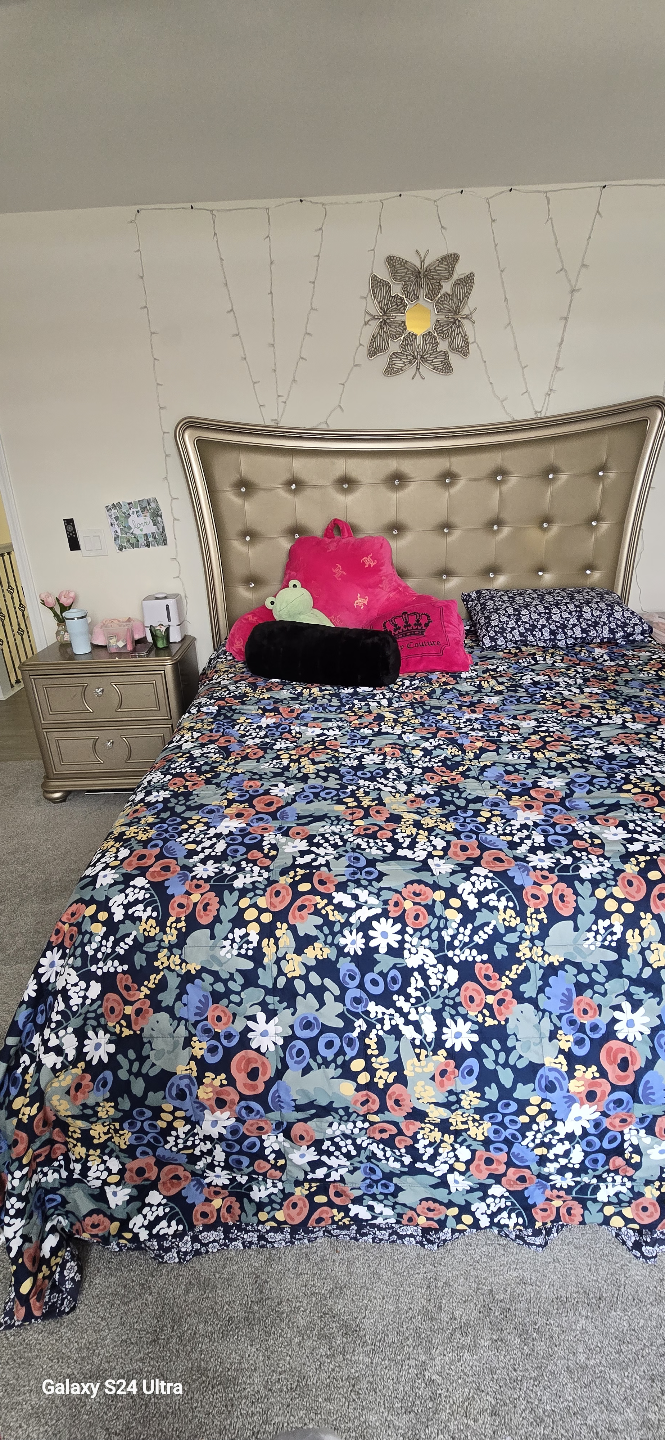 king Size Upholstered Headboard and side drawer and mattress - photo 2