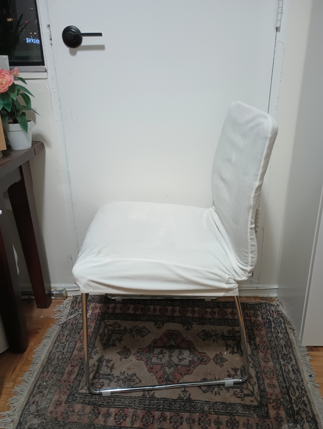 🧡  Modern LeatherChair w White Velvet Slipcover Cover - photo 2