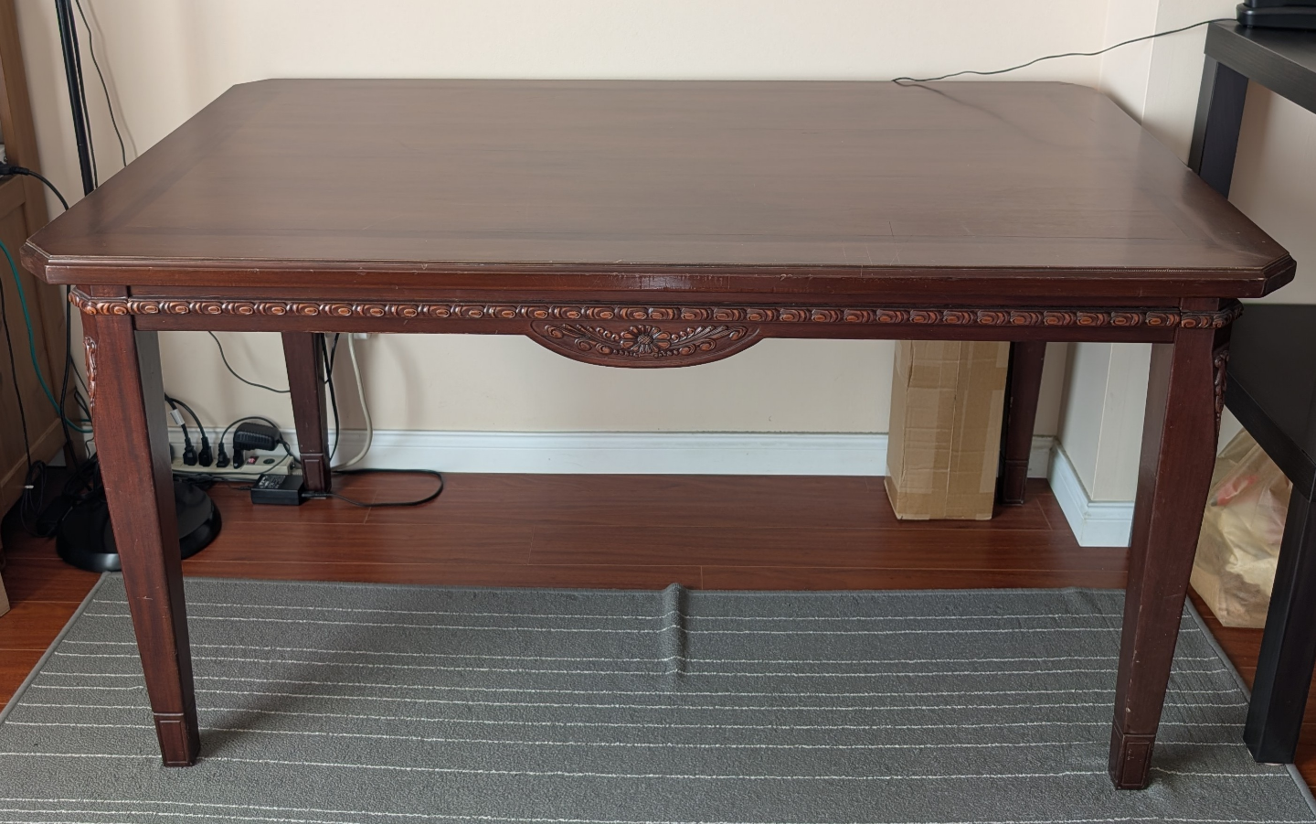 Dark Brown Wood Desk / Dining Table