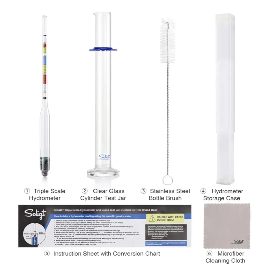 Triple Scale Hydrometer and Glass Test Jar Kit for Home Brew image indicator(4)