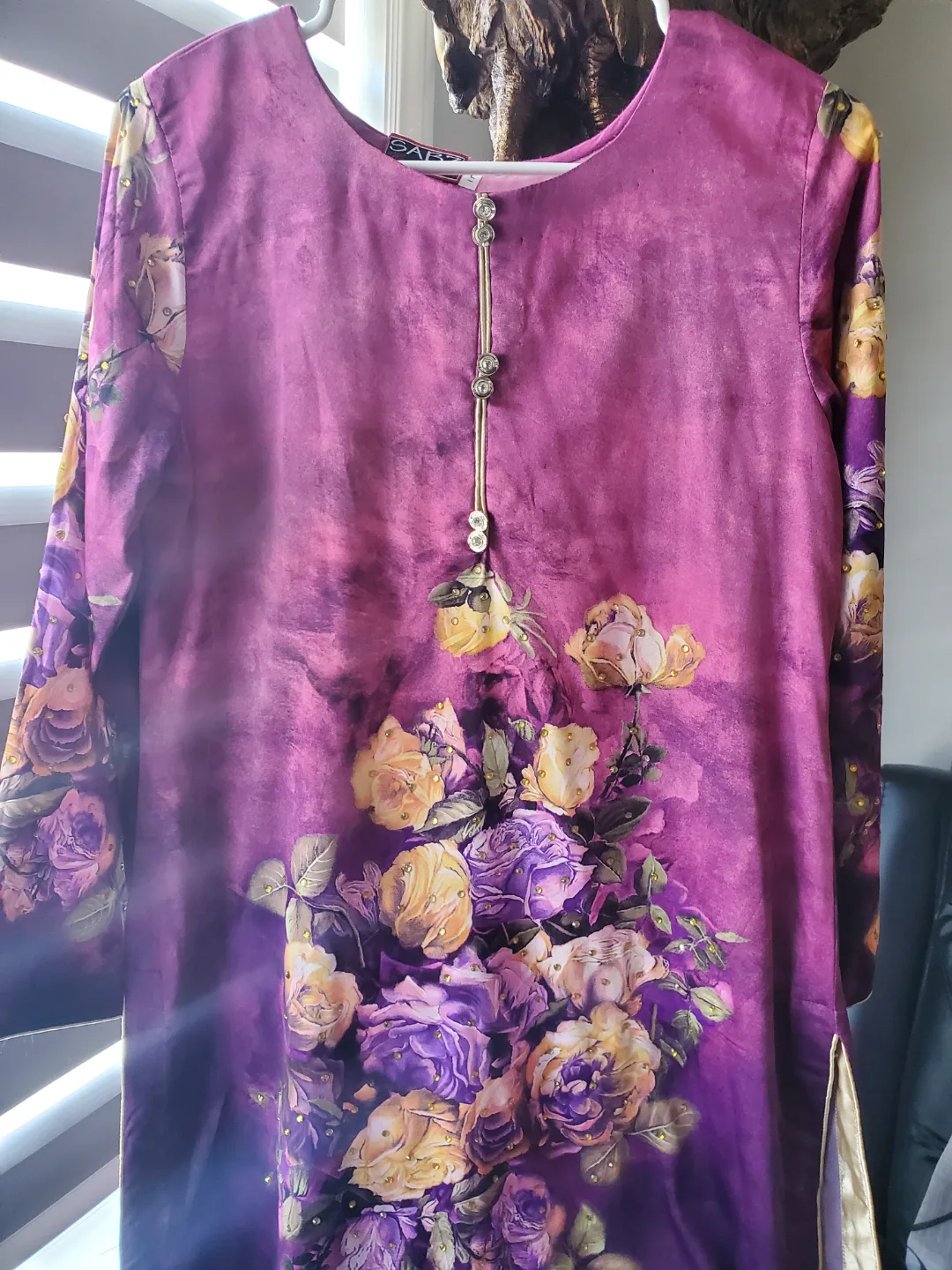 Women's Purple Floral Kurti/Shalwar Kameez image indicator(2)