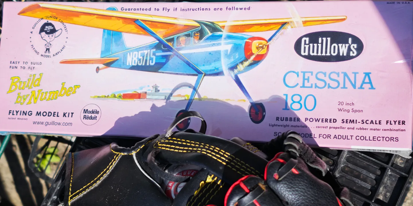Antique Guillow's Blue Cessna 180 Model Airplane Kit thumbnail
