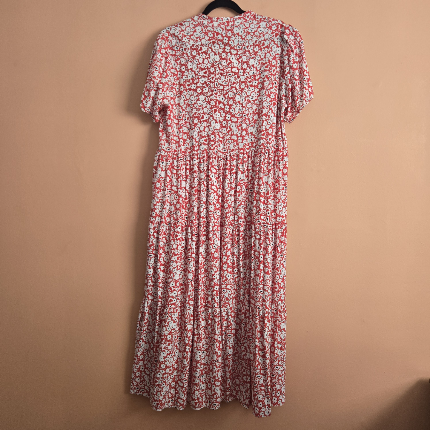 Zara Red and White Floral Midi Dress - Size Large - photo 2