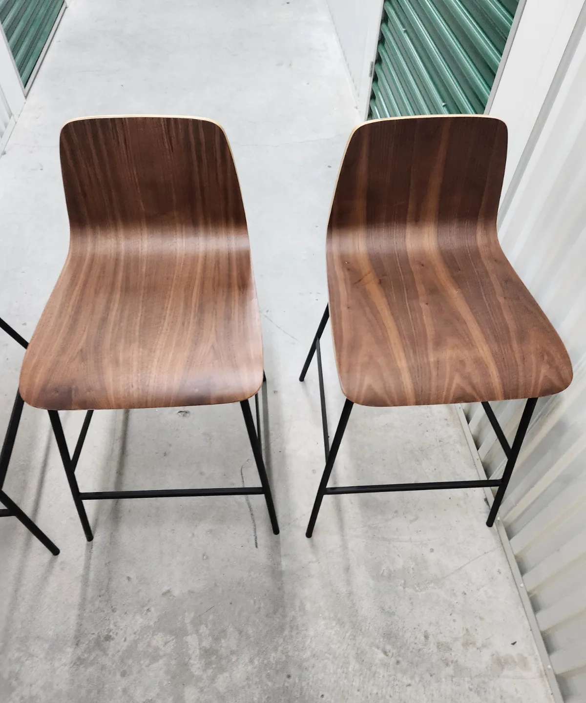 Set of Three Gus* Walnut Wood Bar Stools with Black Metal Legs image indicator(9)