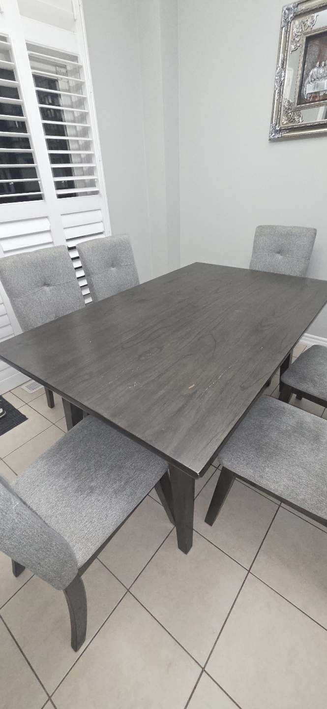 7-Piece Dining Set - Dark Grey Table and Six Grey Chairs - photo 2