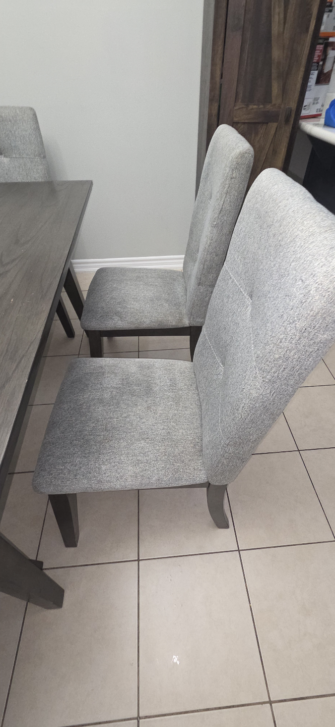 7-Piece Dining Set - Dark Grey Table and Six Grey Chairs - photo 4