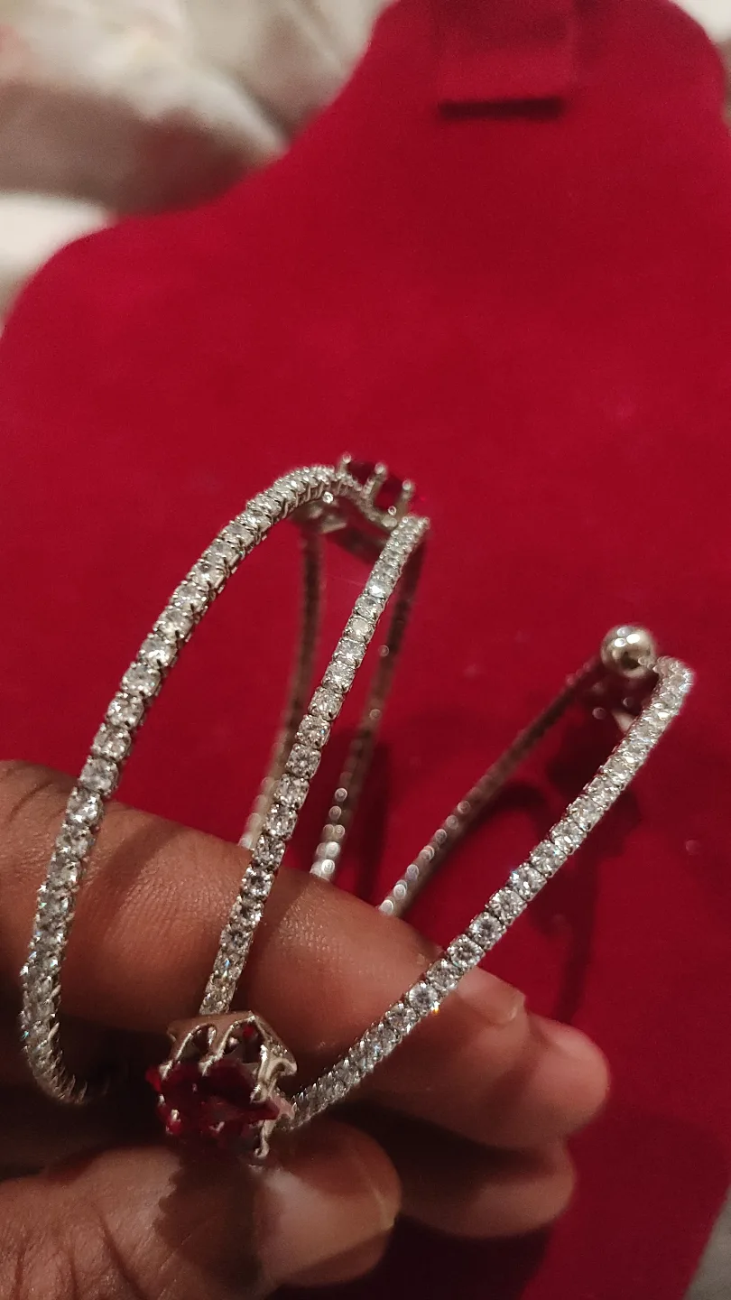 Stunning Red and Clear Cubic Zirconia Bangle Set image indicator(5)