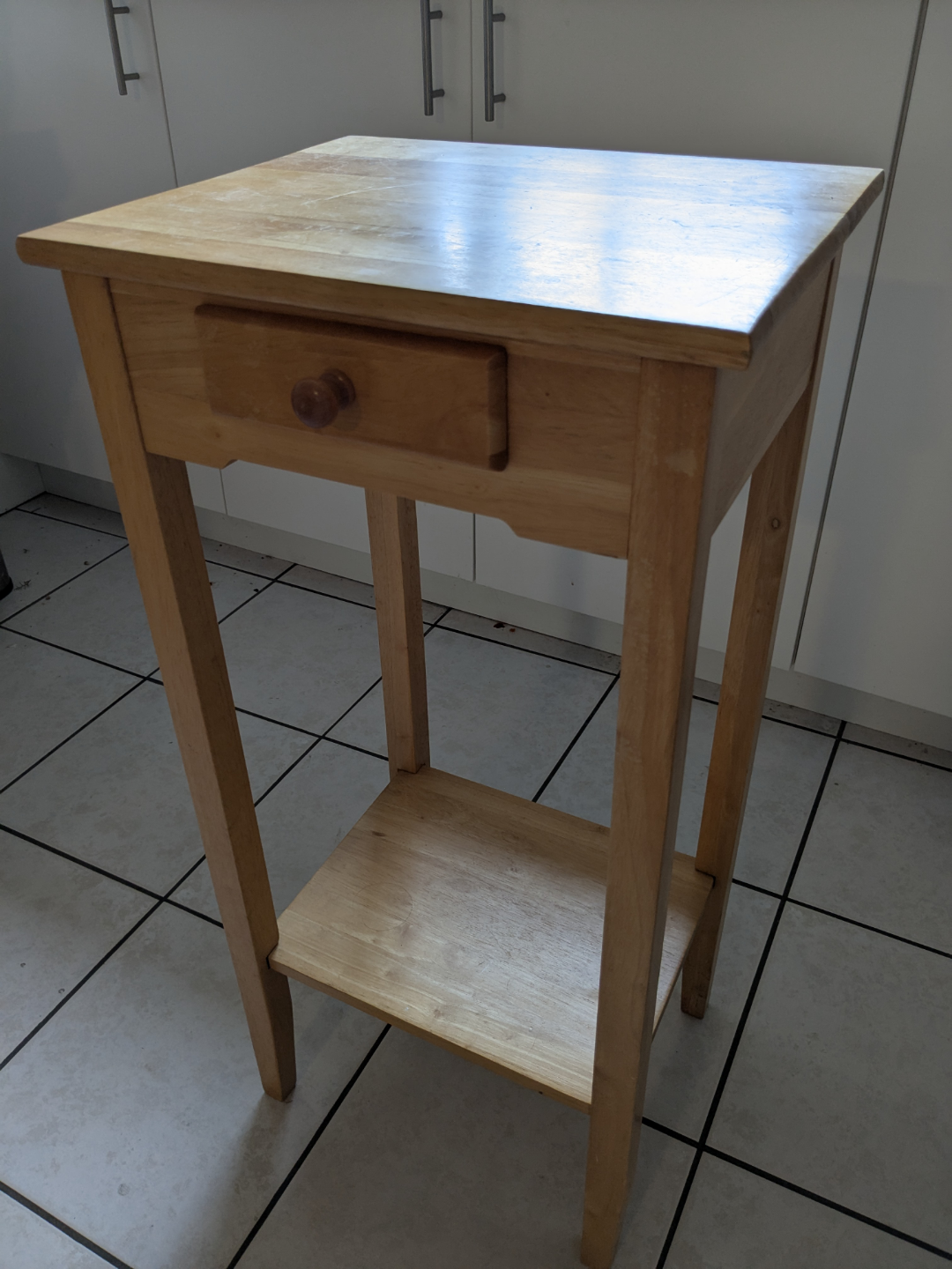 Small Wooden End Table with Drawer and Shelf