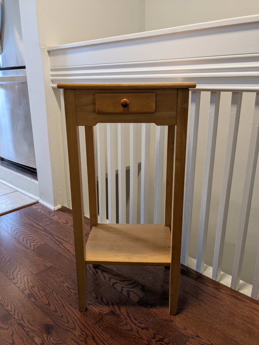 Small Wooden End Table with Drawer and Shelf - photo 3