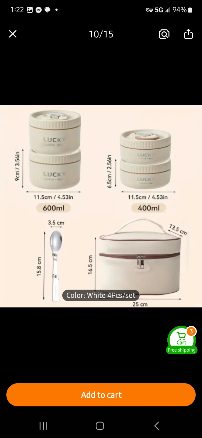 NEW 4-Piece Leakproof Lunch Box Set with Insulated Bag 🎒 image indicator(2)