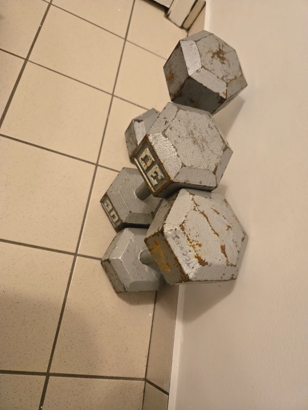 Vintage Hex Dumbbells - Set of Three 30lbs thumbnail