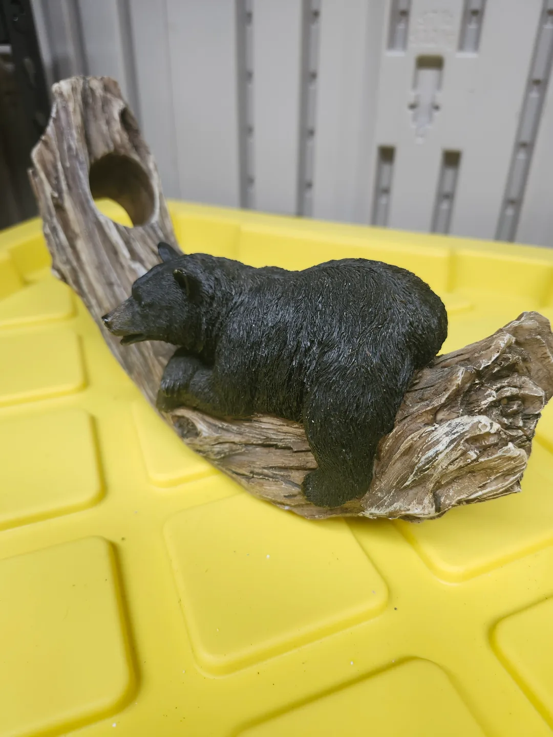 Black Bear on Log Figurine wine Bottle holder thumbnail