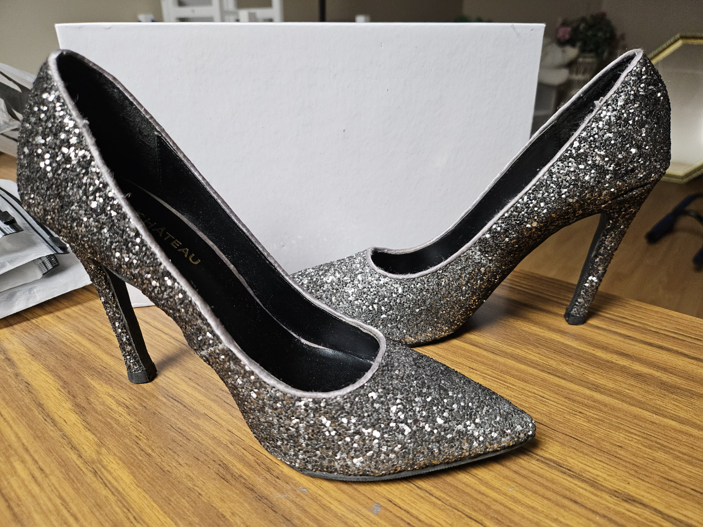 Silver Glitter High Heels