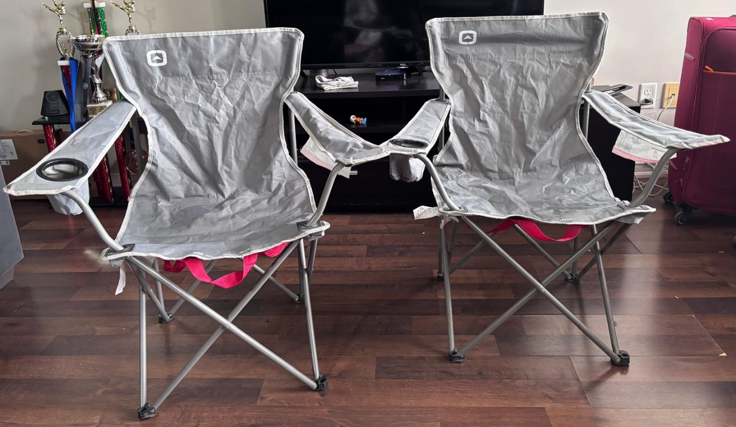 Two Grey Folding Camping Chairs - photo 2