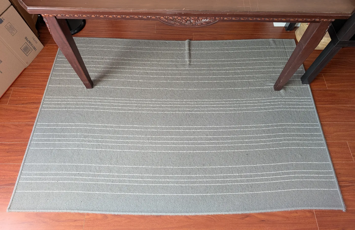 IKEA HULSIG Rug - Grey with White Stripes thumbnail