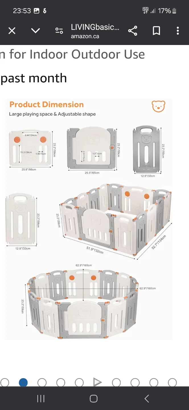 Folding Bear Baby Playpen OR Pet Gate - Grey & Beige image indicator(2)