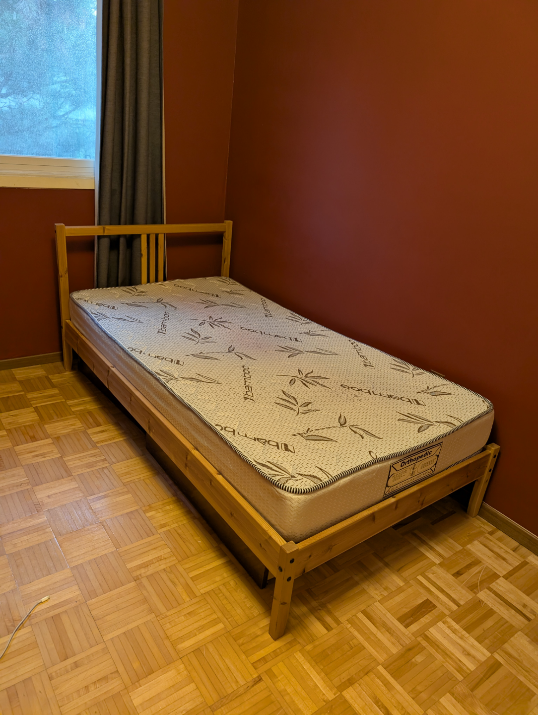 Ikea Tarva Single Bed Frame with orthopedic Mattress