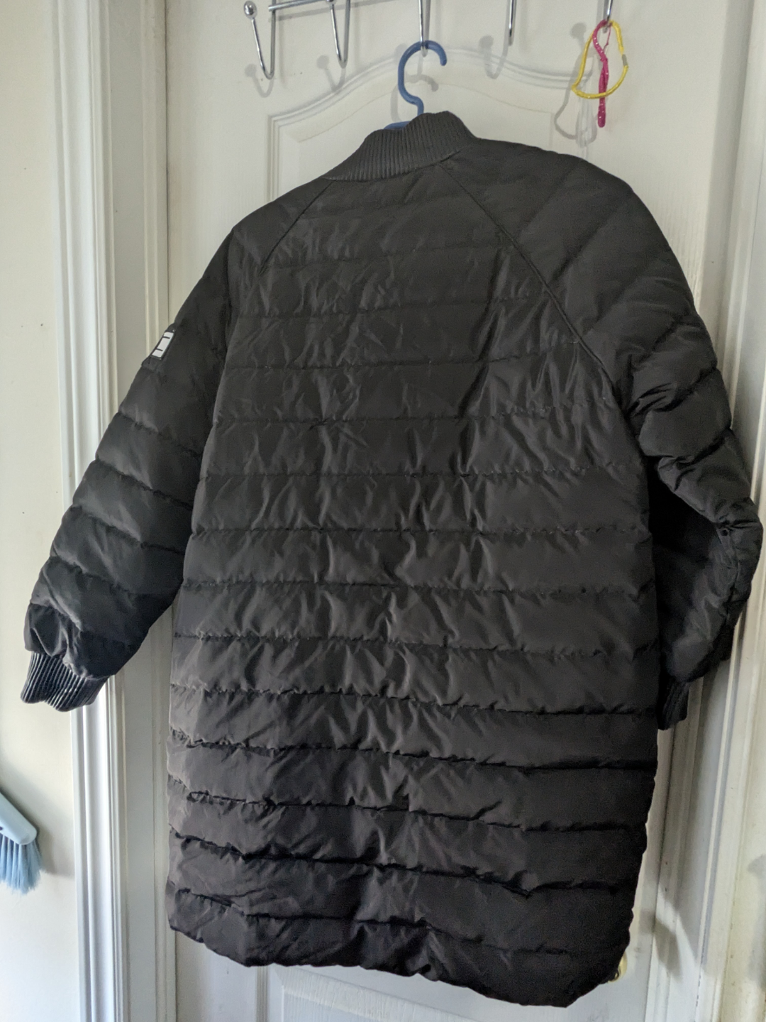 Long Thick Black Puffer Winter Coat Jacket - Size Large - photo 2