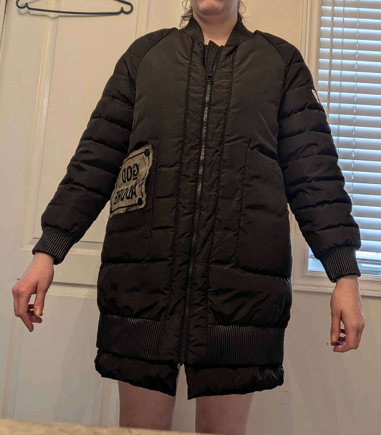 Long Thick Black Puffer Winter Coat Jacket - Size Large - photo 5