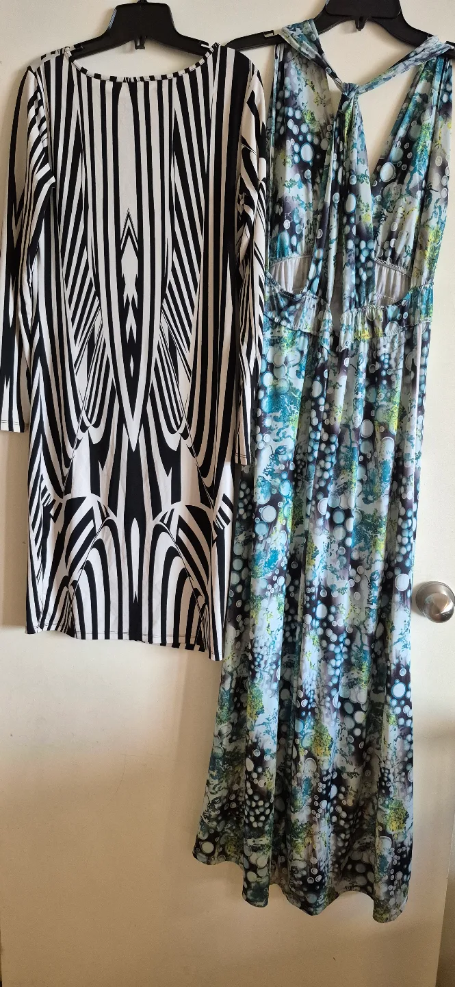 🧡DRESS BUNDLE Black & White Casual Dress and Teal Maxi Dress image indicator(4)