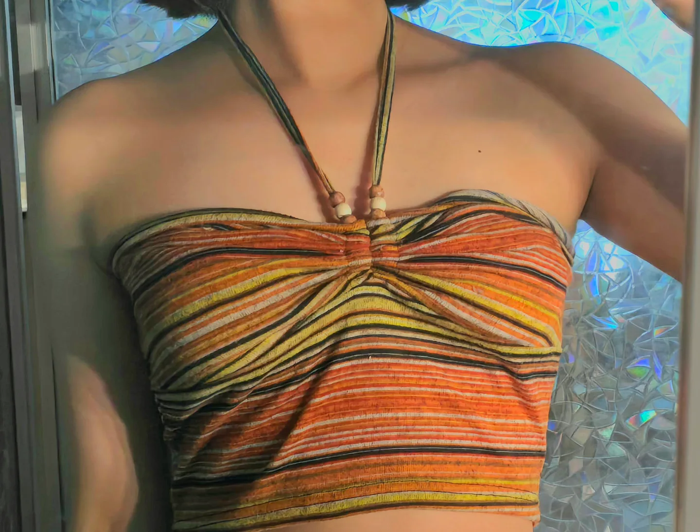 Striped Halter Neck Crop Top thumbnail